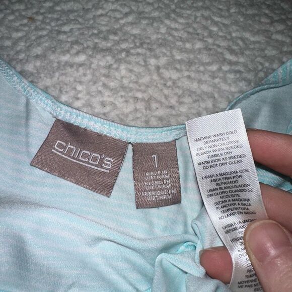 Chicos Women’s Bright Blue White Pattern Tank Top Size 1 (Small) - Picture 6 of 11